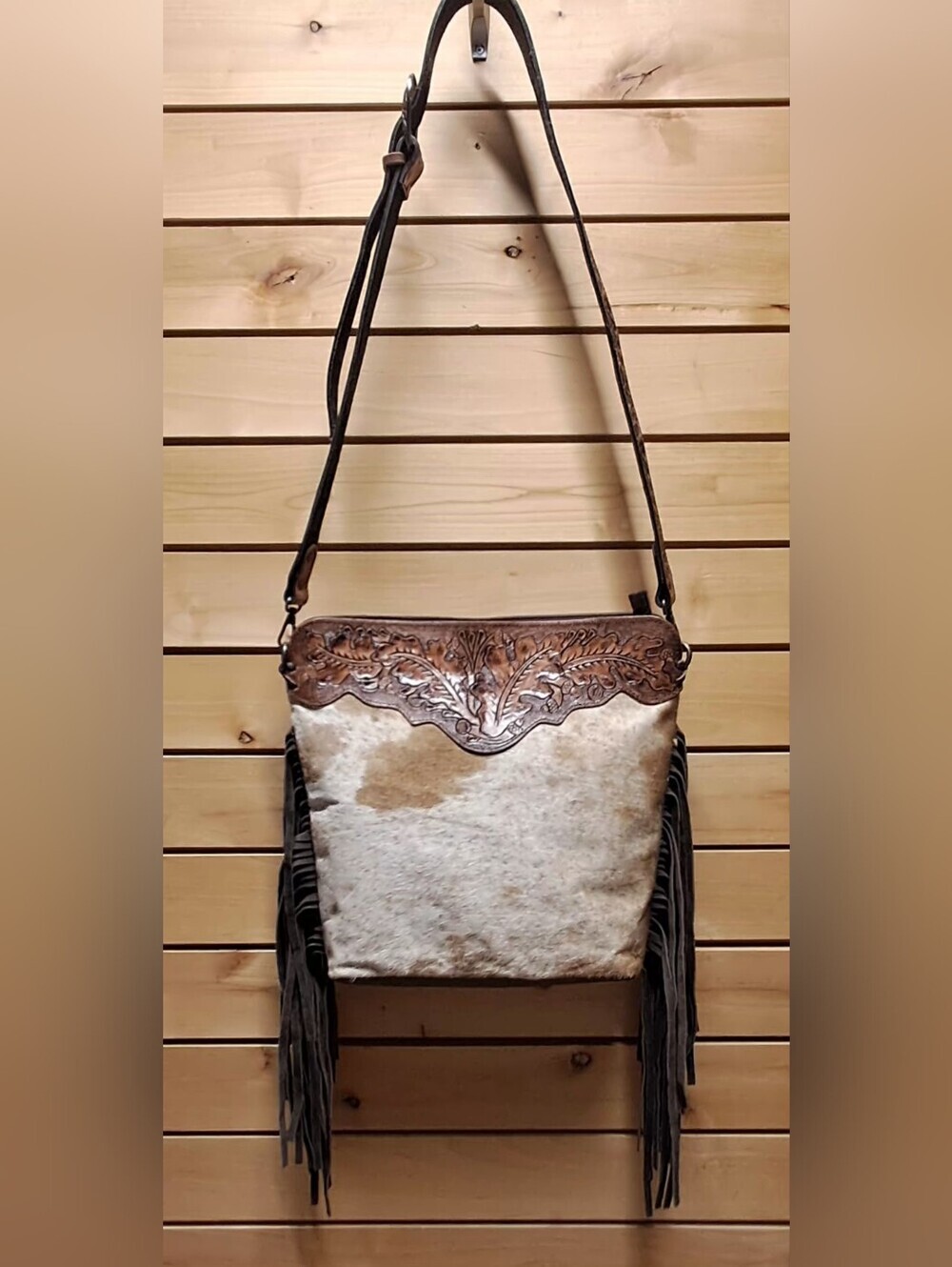 Merbaa Western Leather Cowhide Fringe Crossbody/ Shoulder Bag - Picture 2 of 8